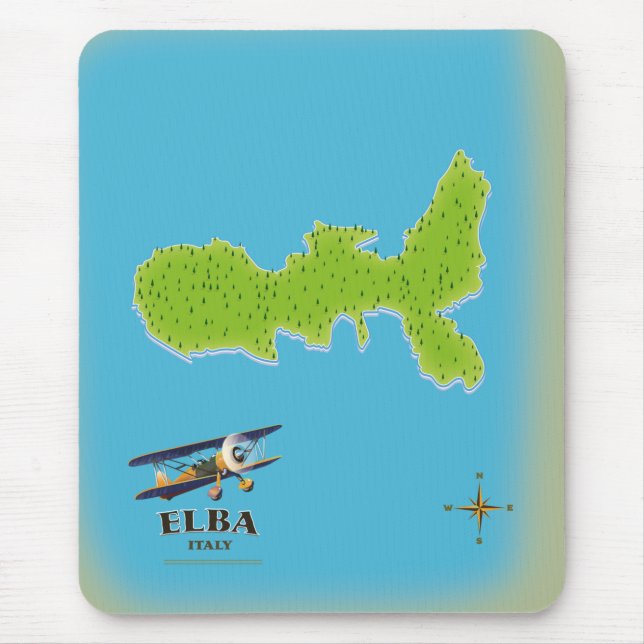 Elba Italy map travel poster Mousepad (Vorne)