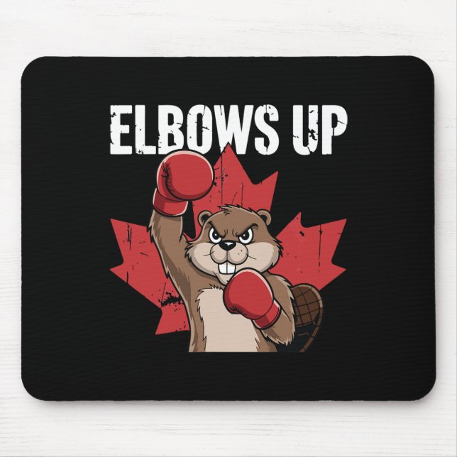 Elbows up Beaver Boxing Proud Kanadier starke Cana Mousepad (Vorne)
