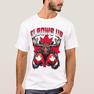 Elbows Up Canada Boxen Elch Ahornblatt Kanadisch T-Shirt