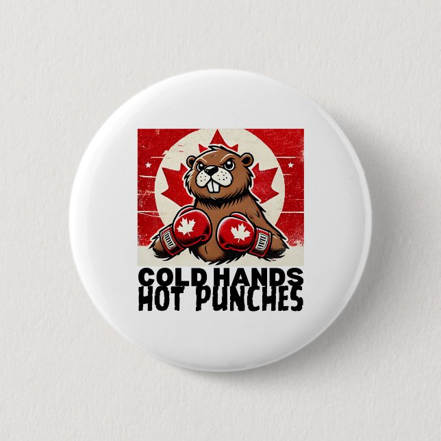Elbows up Canada Canadian Counter Tariffs Beaver B Button (Vorderseite)