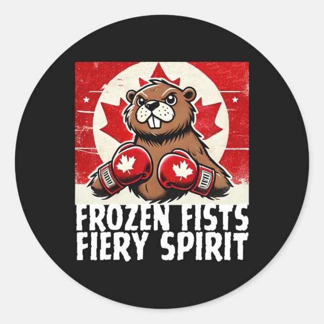 Elbows up Canada Canadian Counter Tariffs Beaver B Runder Aufkleber (Vorderseite)