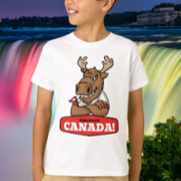 Elbows Up Canada! Funny Moose Holding Flag Kids
