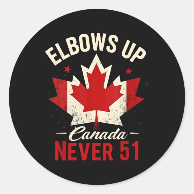 Elbows Up Canada Niemals 51 Canada Flag Runder Aufkleber (Vorderseite)