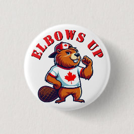 Elbows Up Canadian Beaver Button