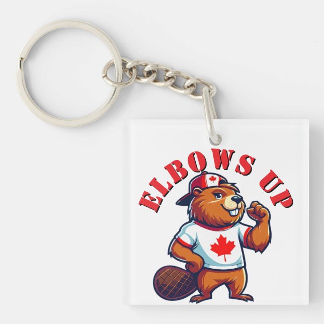 Elbows Up Canadian Beaver Schlüsselanhänger (Vorderseite)