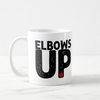 ELBOWS UP Fett bedrückte Typografie Kaffeetasse