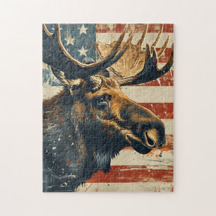Elch-Amerikanische Flagge Vintage