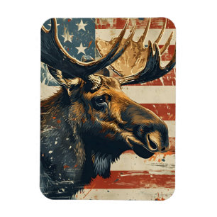 Elch-Amerikanische Flagge Vintage Magnet
