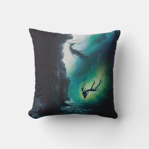 Elch Antlers Magical Hexchy Green Portal AI Art Kissen