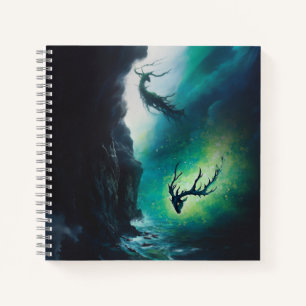 Elch Antlers Magical Hexchy Green Portal AI Art Notizbuch