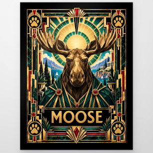 Elch, Art Deco Wildlife Postkarte