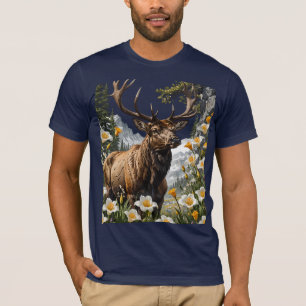 Elch aus Utah, umgeben von Sego-Lilienblüten T-Shirt