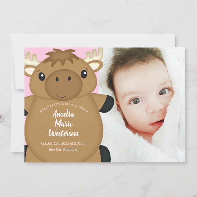 Elch Baby Dusche Woodland Einladung (Vorderseite)