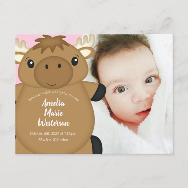 Elch Baby Dusche Woodland Postkarte (Vorderseite)