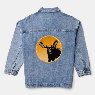 Elch bei Sonnenuntergang - Originale Wildlife-Kuns Jeansjacke