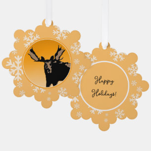Elch bei Sonnenuntergang - Originale Wildlife-Kuns Ornament Karte