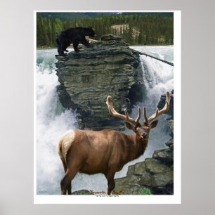 Elch & Black Bars Wildlife Art Poster