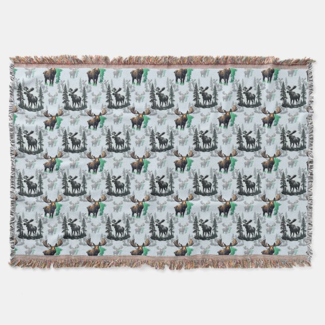 Elch Elch Antlers Deer Muster Design Decke (Vorderseite)