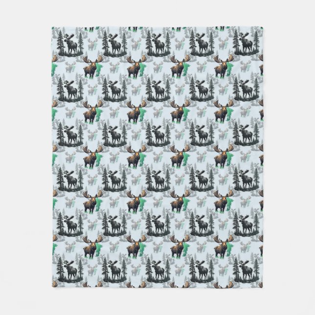 Elch Elch Antlers Deer Muster Design Fleecedecke (Vorderseite)