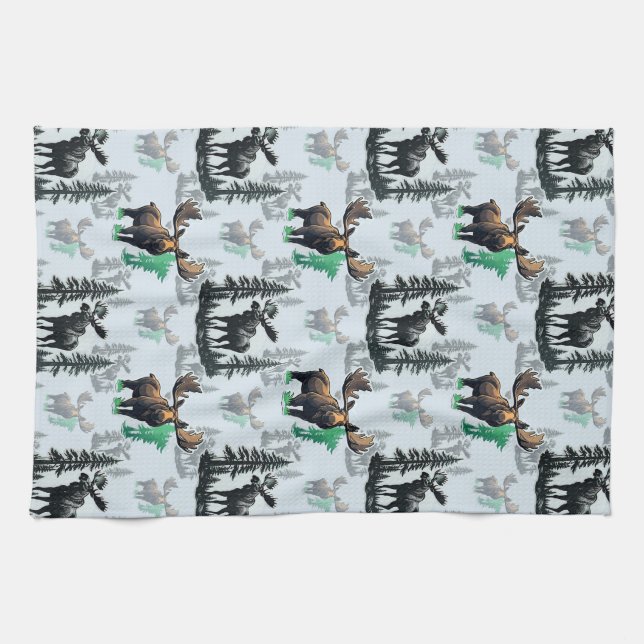 Elch Elch Antlers Deer Muster Design Geschirrtuch (Horizontal)