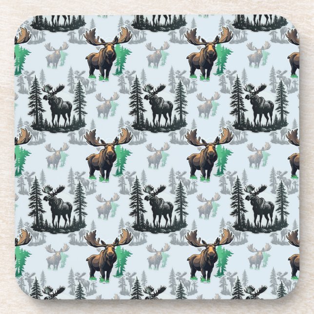 Elch Elch Antlers Deer Muster Design Getränkeuntersetzer (Vorderseite)