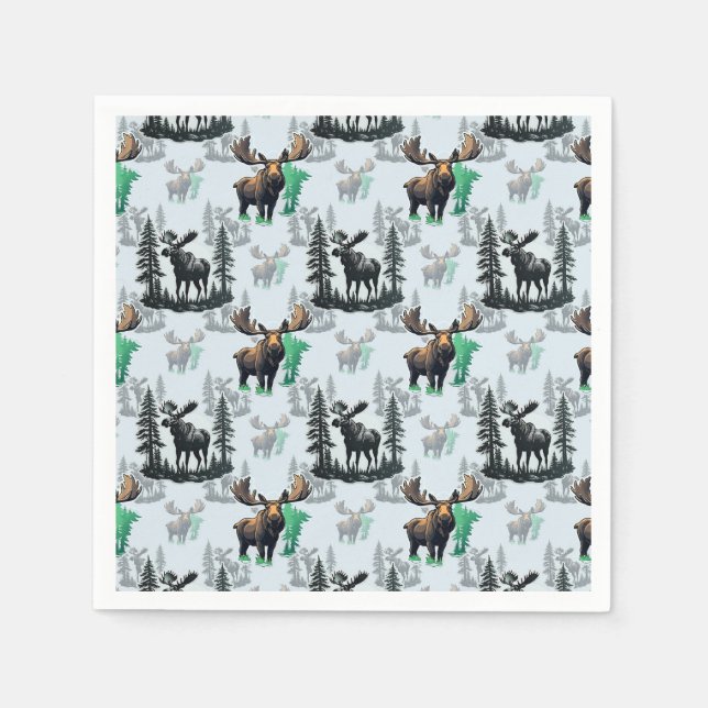 Elch Elch Antlers Deer Muster Design Serviette (Vorderseite)