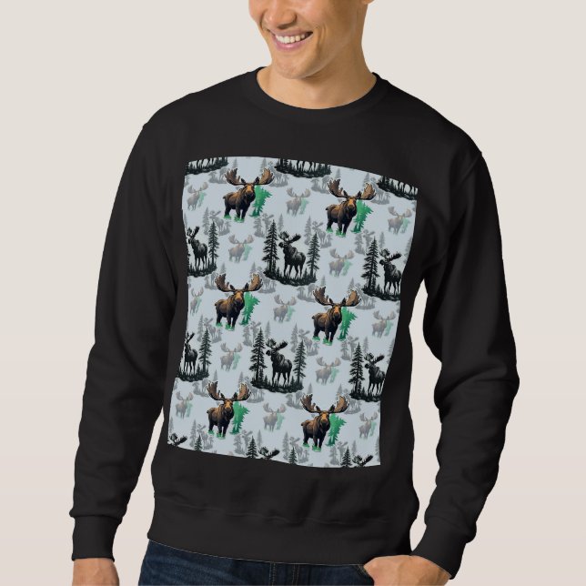 Elch Elch Antlers Deer Muster Design Sweatshirt (Vorderseite)
