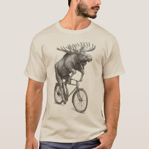 Elch Fahrendes Fahrrad Vintage Tier Kunst Liebhabe T-Shirt