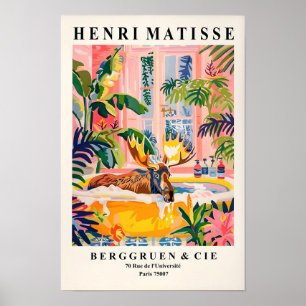 Elch im Badezimmer Kunst Druck, Maximalismus Wandk Poster