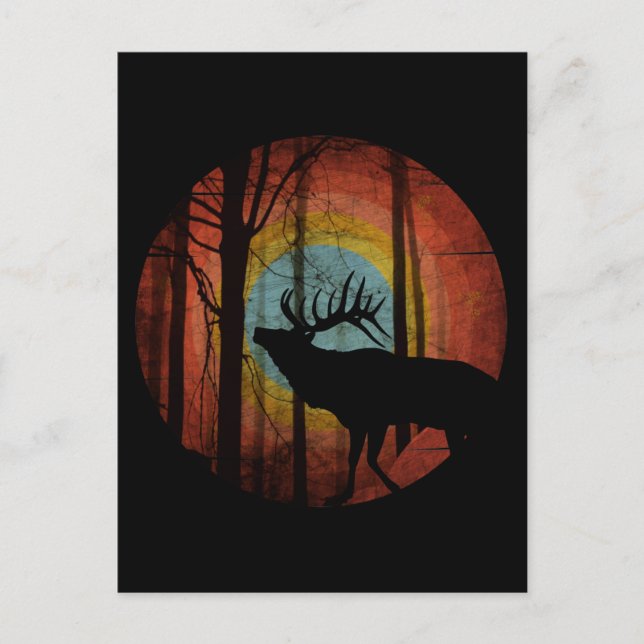 ELCH IM WALD FORST POSTKARTE (Vorderseite)