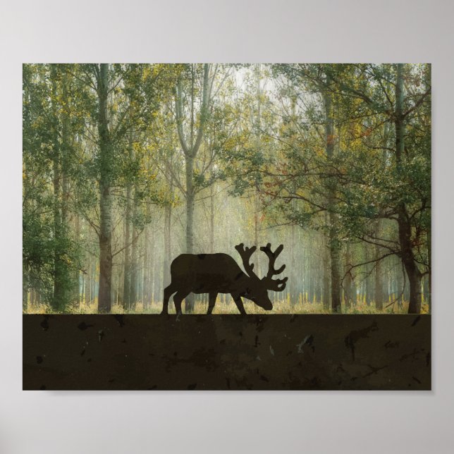Elch im Wald Illustration Poster (Vorne)