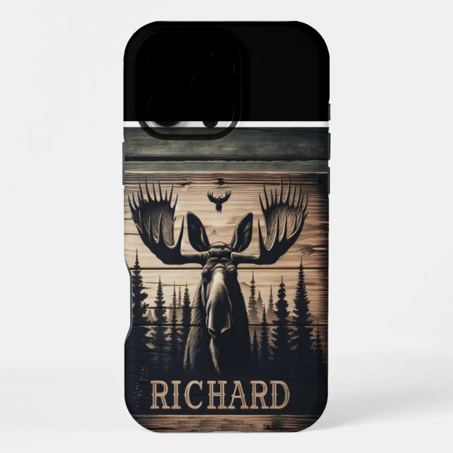 Elch Im Wald Schild iPhone 16 Pro Max Hülle (Rückseite)