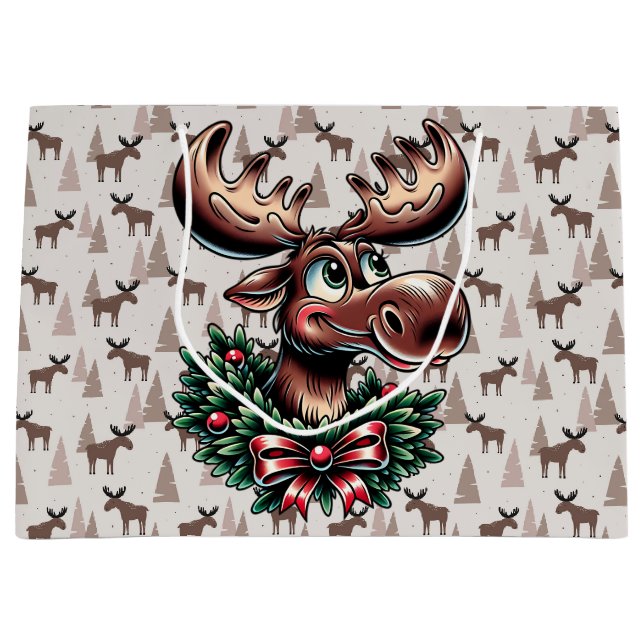 Elch im Winter Große Geschenktüte (Vorderseite)