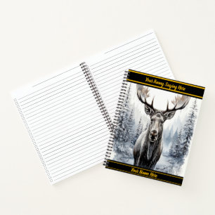 Elch in einem schneebedeckten Wald Notizbuch
