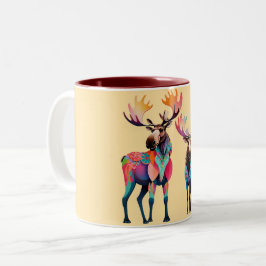 Elch ist Gewartet, um einer Herde beizutreten Zweifarbige Tasse