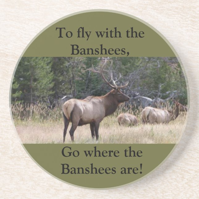 Elch-Jagd-Sandstein-Tier-Untersetzer Untersetzer (Vorne)