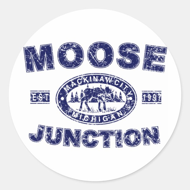 Elch-Junction-Distressed-[ Runder Aufkleber (Vorderseite)
