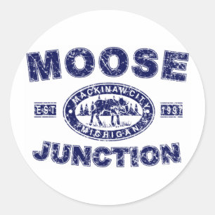 Elch-Junction-Distressed-[ Runder Aufkleber