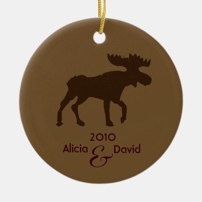 Elch-Land-rustikale Weihnachtsbaum-Verzierung Keramik Ornament (Vorne)