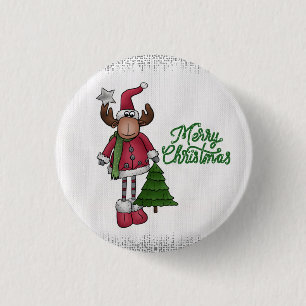 Elch mit Baum Button