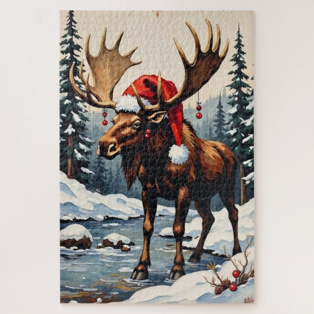 Elch mit Geweih Weihnachtsdekoration Hut (Vertikal)