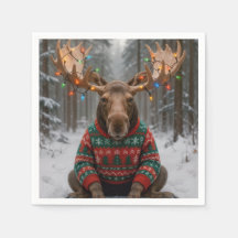Elch mit hässlichem Weihnachtspullover