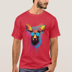Elch mit Sonnenbrille 80er 90er Geschenk T-Shirt