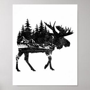Elch Natur Alaska Wandern Angeln Camping Jagen Poster