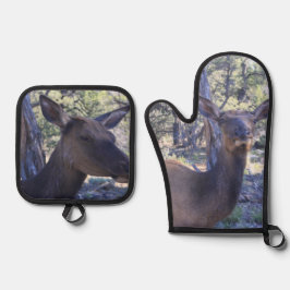 Elch Ofenhandschuh & Topflappen-Set