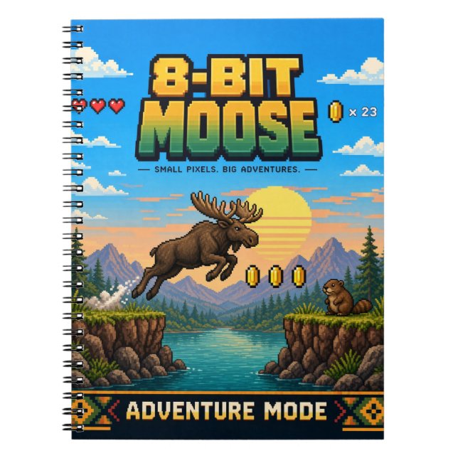 Elch, Retro-8-Bit-Pixelkunst Notizblock (Vorderseite)