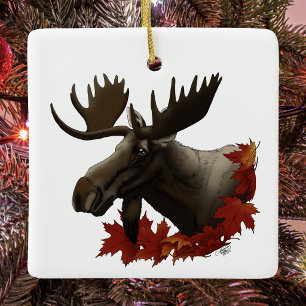 Elch-Rotahorn Ahornblätter Keramikornament
