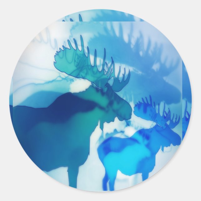 Elch Runder Aufkleber (Vorderseite)