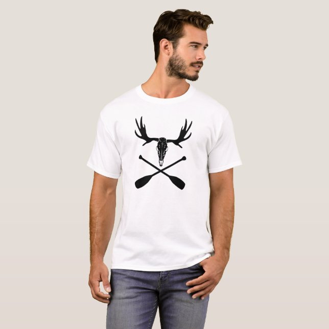 Elch-Schädel und gekreuzte Paddel T-Shirt (Vorne ganz)