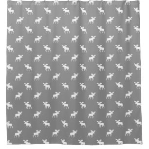 Elch-Silhouette-Muster-Grau Duschvorhang